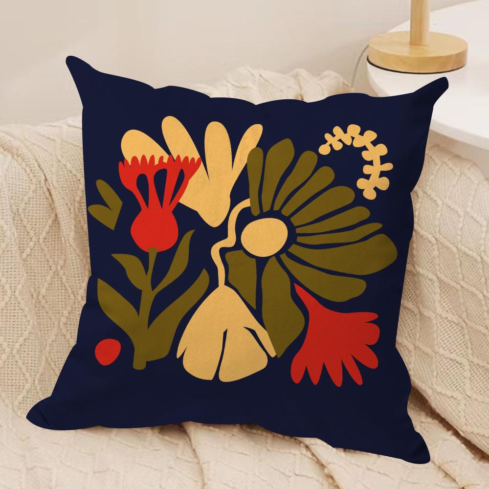 Plants and Flowers Cushion Cover Soft Plush Fabric Double-Sided Printed Sofa Cushion Cover for All Seasons Home Decor Gift