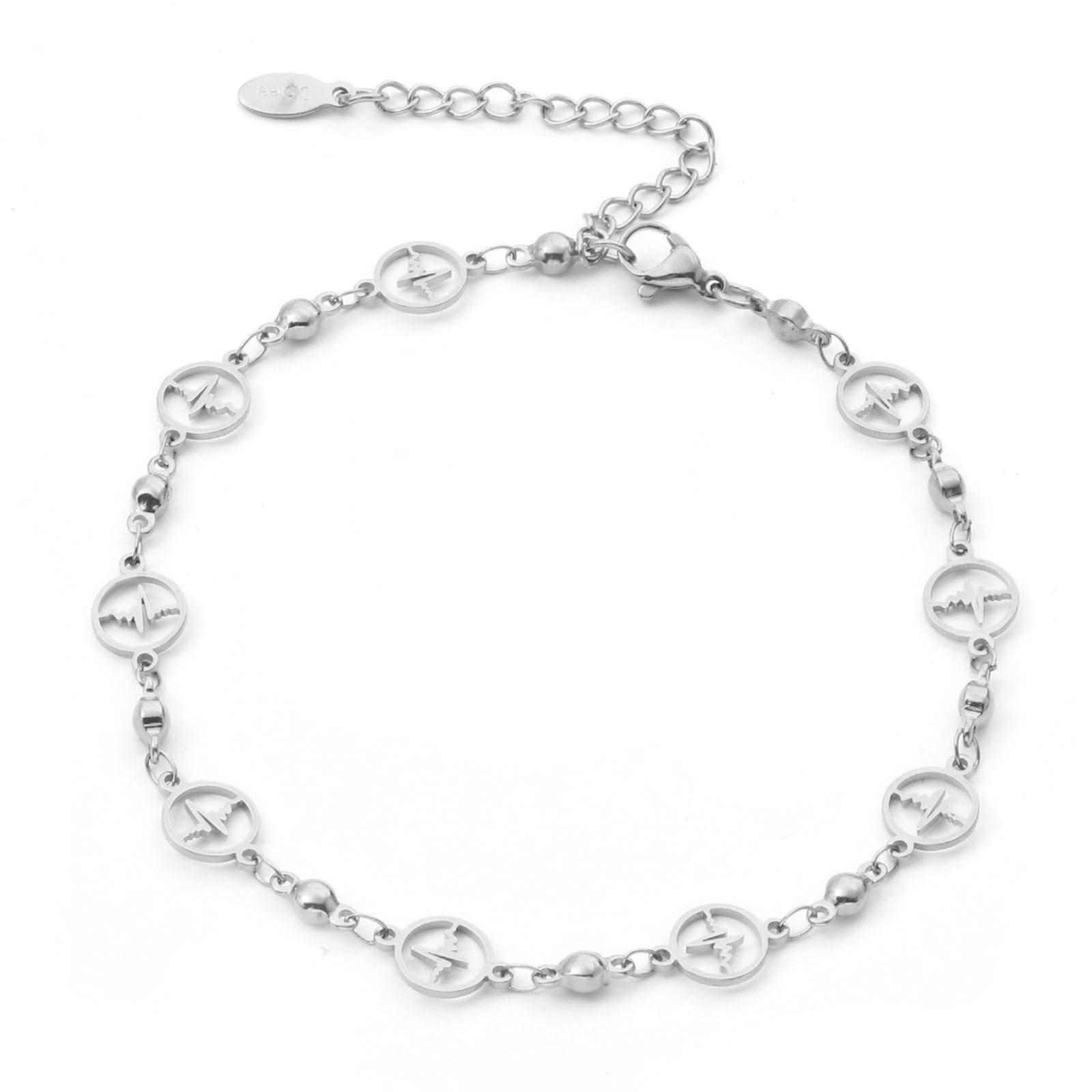 

304 Stainless Steel Anklet Gold Color Silver Color Flower Evil Eye Bracelet On Leg Foot Chain Jewelry Women Accessories, 1 Piece