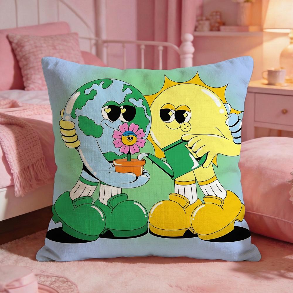 ArtCartoon Big EyesS Cushion Cover Premium Comfort Reversible Pillow Cove Two in One Design for Any Room Car Interior