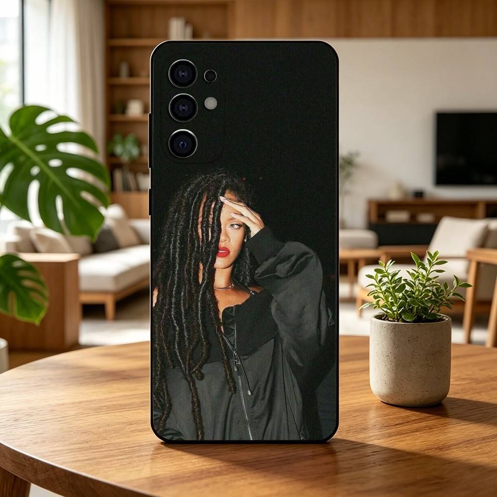 Beliebte Sängerin R-Rihanna Anti Handyhülle für Samsung S25,S24,S21,S22,S23,S30,Ultra,S20,Plus,Fe,Lite,Note,10,Schwarze Hülle