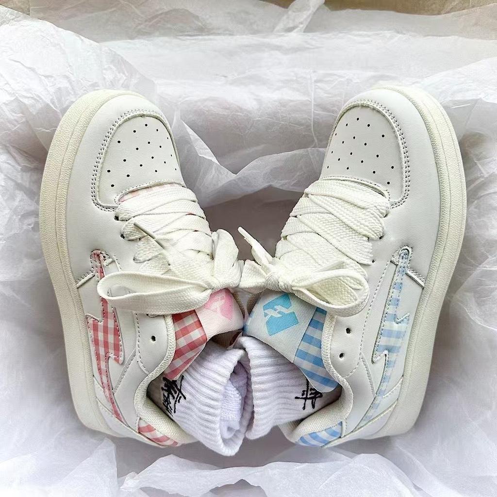 Summer Grid Design Blue Lightning Bread Shoes Original Couple Skateboard Breathable Board Shoes