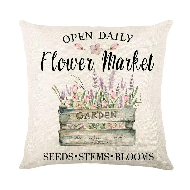 45*45Cm Zonnebloem Kussensloop Printserie Taillekussensloop Kussenhoes Wasbaar Bankbenodigdheden Kussenhoes Home Decor
