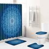 Retro Geometric Bathroom Four-Piece Waterproof Shower Curtain Bedroom Non-Slip Carpet Floor Mat Door Mat