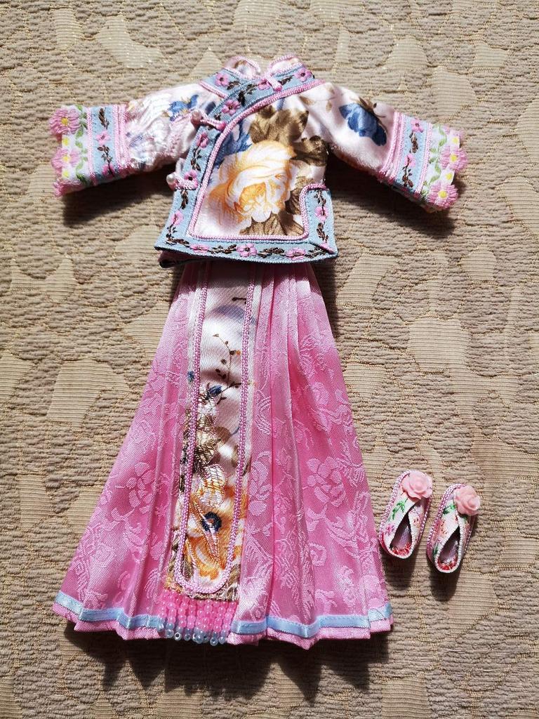 Blythe Costume Chinese Dress Pink with Embroidered Beads [Dolly Para] OB24/Azone/Licca-chan