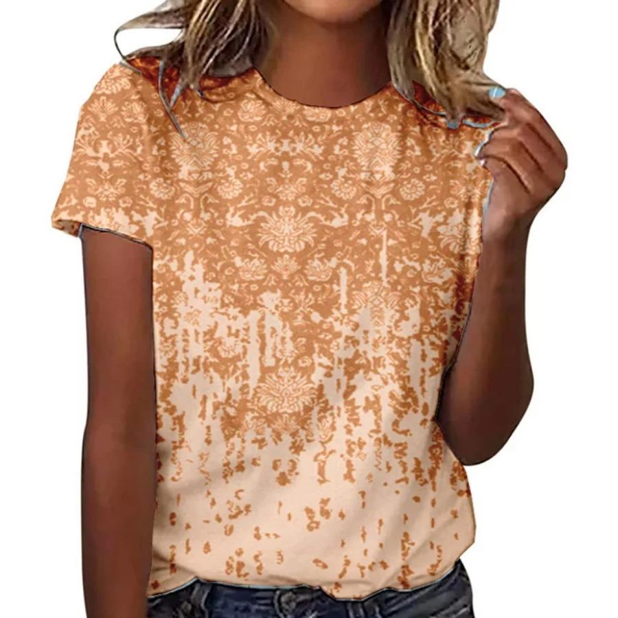 

Летняя женская футболка с 3D-принтом, цветочной графикой, повседневные топы с коротким рукавом, модная футболка с круглым вырезом для женщин, цветочная текстура 6XL