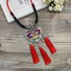 Retro Long Fashion Classical Embroidery Fringed Necklace Temperament Wind Chimes Pendant Miao Sweater Chain Accessories