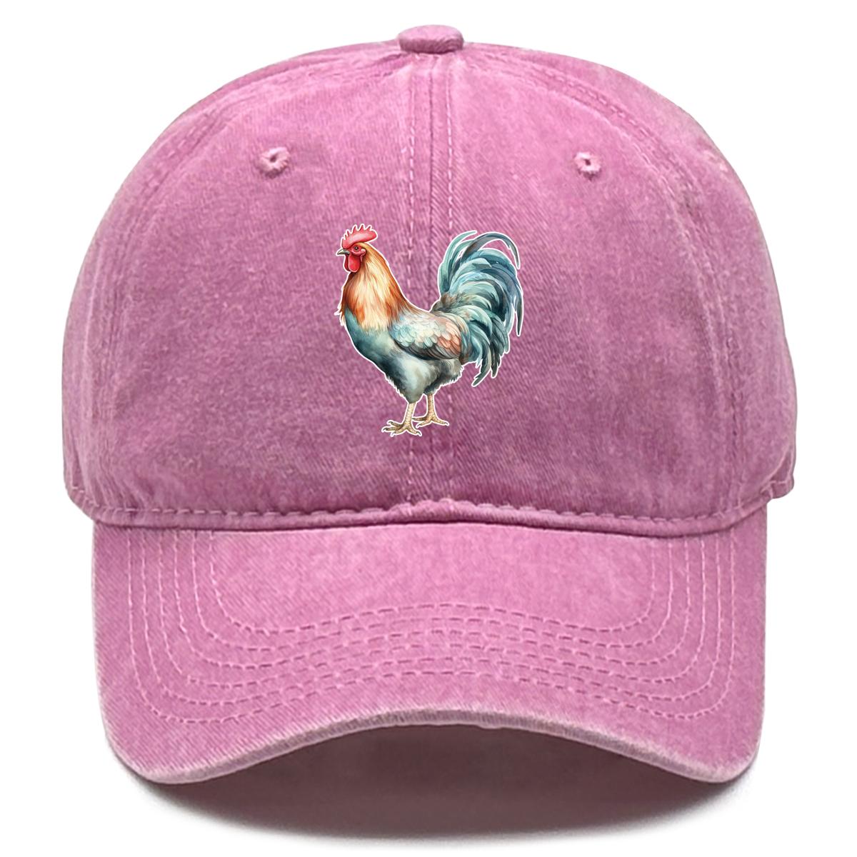

Lifelike Rooster Print Snapback Sun Hat, Animal Flat Cap Slouchy Cozy Retro Curved Brim Adjustable Baseball Cap as the picture розовый