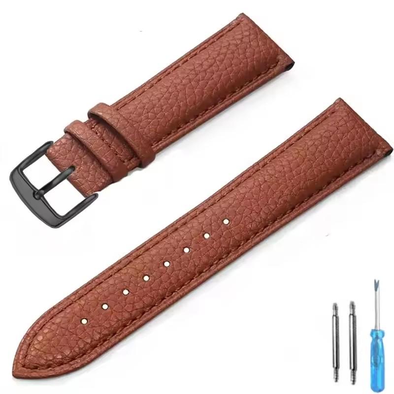 Litchi Pattern Soft Leather Watch Band Bracelet 12mm 14mm 16mm 18mm 20mm 22mm Replacement Wrist Straps Watchbands