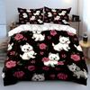 White dogs, pink roses. Bedding sets Duvet cover sets Duvet covers Pillowcases(1* Duvet Cover 2* Pillowcases without duvet insert)