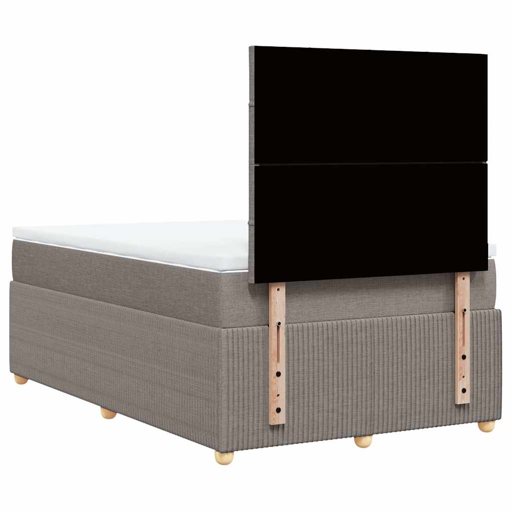 Vidaxl Łóżko Kontynentalne Z Materacem, Taupe, 120X190 Cm, Tkanina