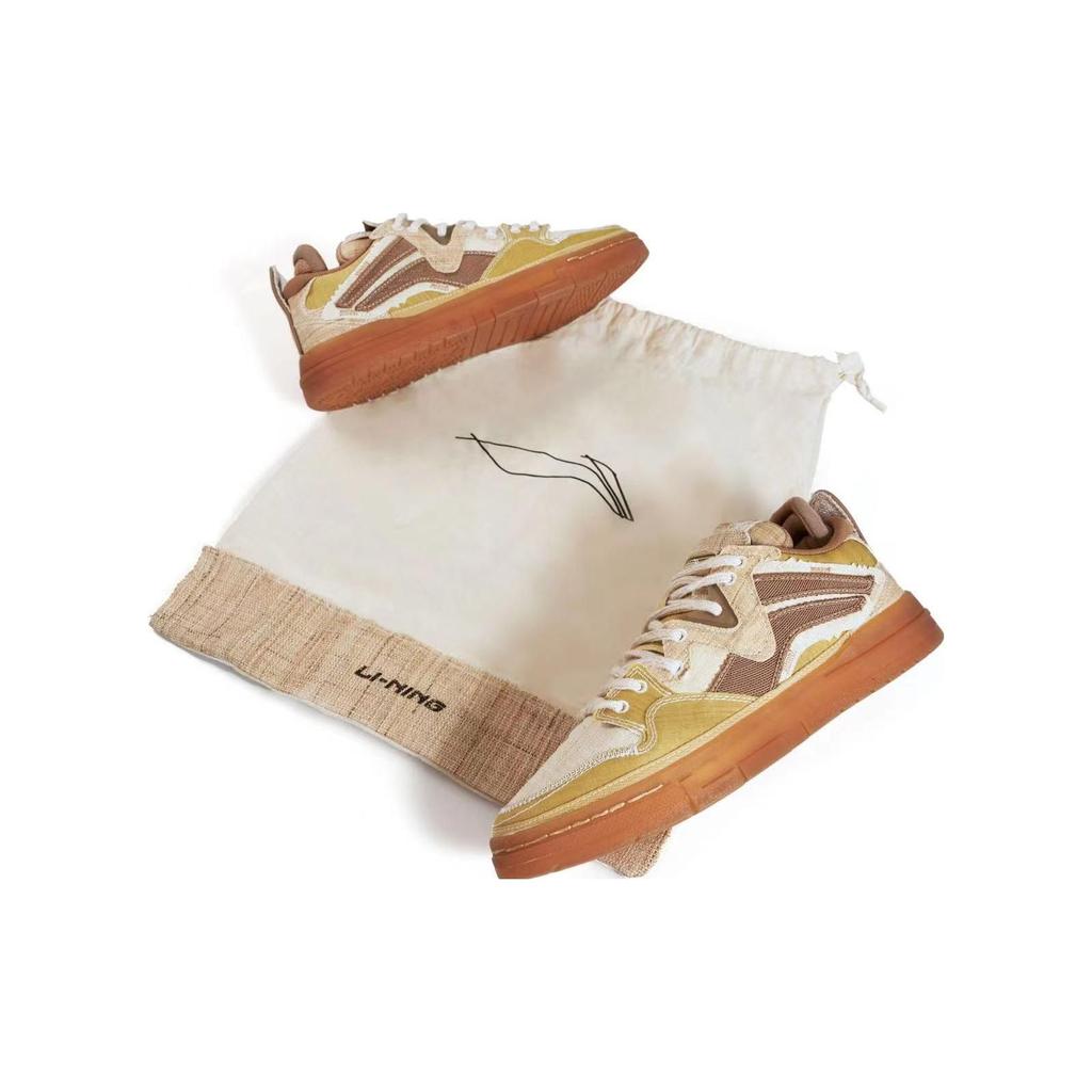 Li Ning Weiw Pro Hemp Fabric Leather Retro Comfortable Versatile Non-Slip Shock Absorbing Wear-Resistant Low-Top Skate Shoes Men Sneaker AECS043-1