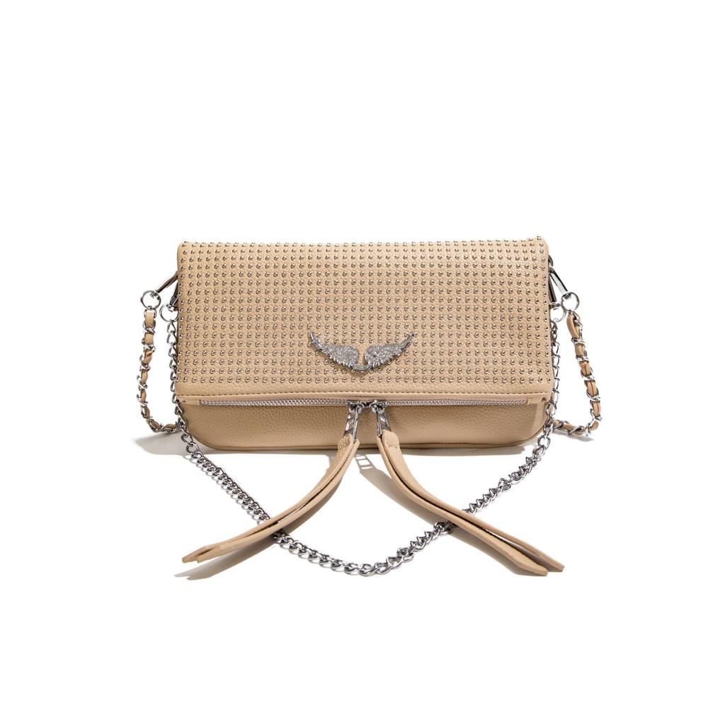 New Women's Hand-held Diamond Studded Wing Chain Niche Design Single Shoulder Crossbody Bag
