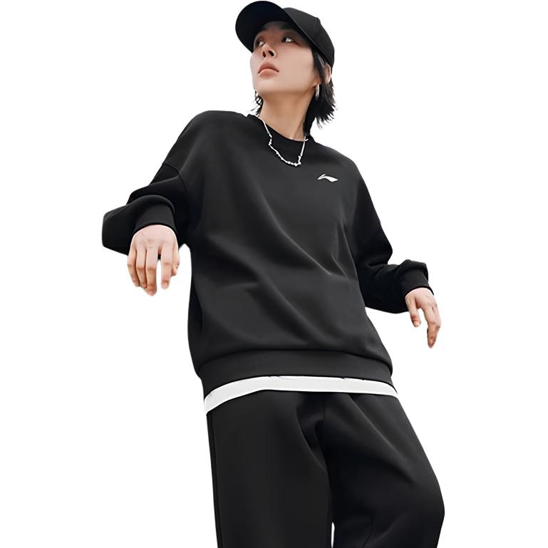 Li-Ning Pullover Hoodless Sports Casual Comfortable Crew Neck Sweatshirt Men Sweatshirt AWDE252-1