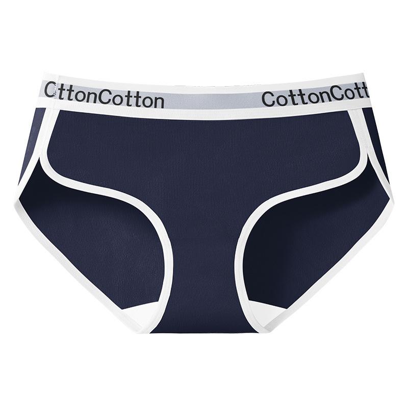 Девочки Весна и Осень Новые Сексуальные Хлопковые Антибактериальные Без Следов Дышащая Талия Треугольные Трусики M темно-синий