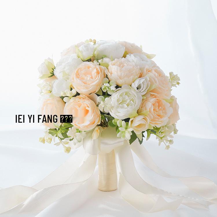 

Korean Style Artificial Wedding Bouquet and Bridesmaid Photo Props Furong Rose White