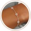 Delicati Braccialetti Argento Oro per Donne alla Moda Non Macchiabili Placcati Oro 14K Carino Braccialetto Quadrifoglio Impilabile Margherita Zirconia Cubica Diamante Braccialetto Charm