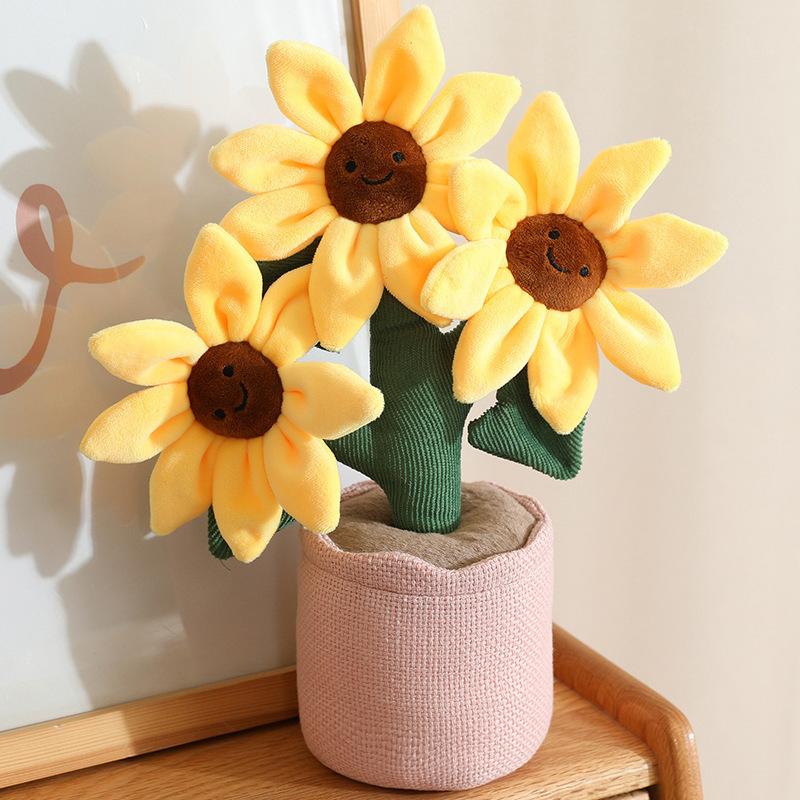 Niedliche, lächelnde Blumentopf-Plüschfiguren, süße Stoffblumen-Rosenpflanzen, Puppen, Schlafzimmer-Schreibtischdekoration, Sammlerstücke, Geschenke