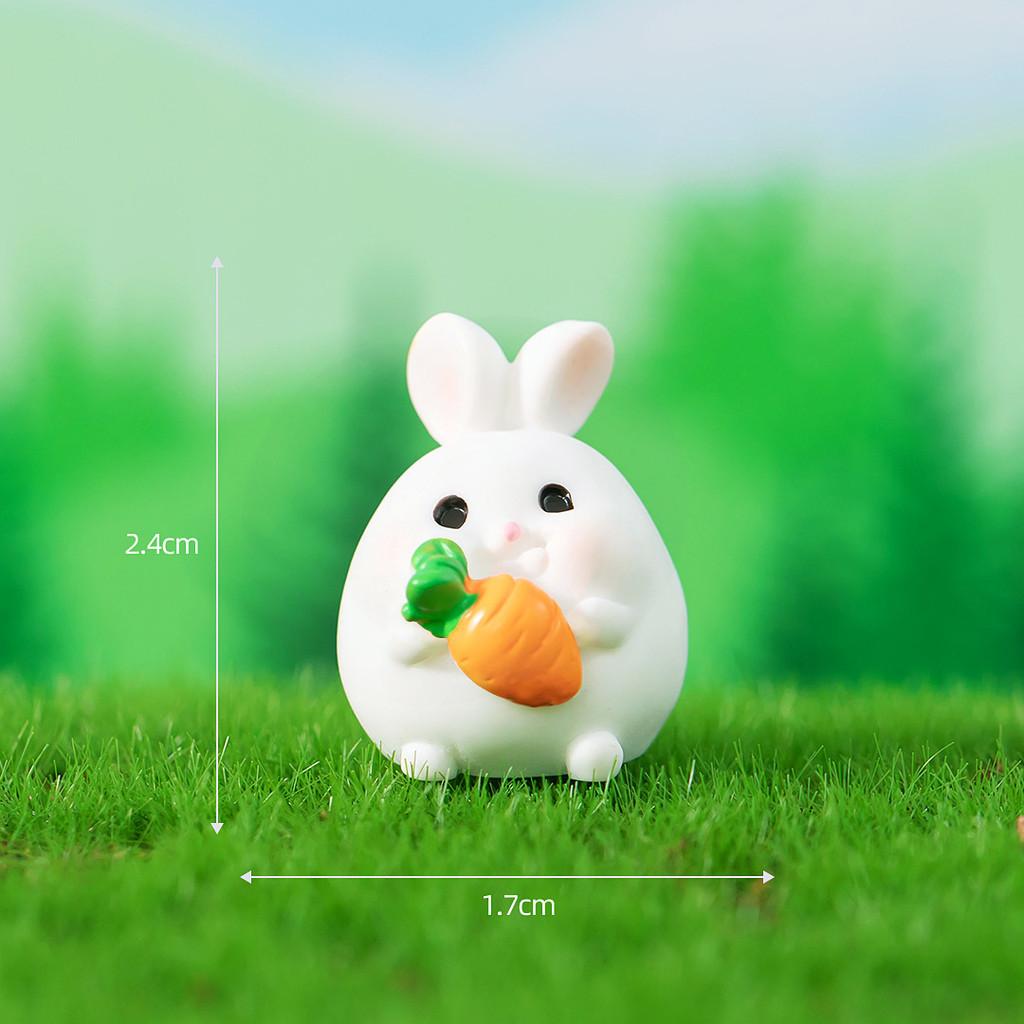 Adorable Resin Miniature Fat Bunny Figurines Diy Desktop Decor Cute Cartoon Style