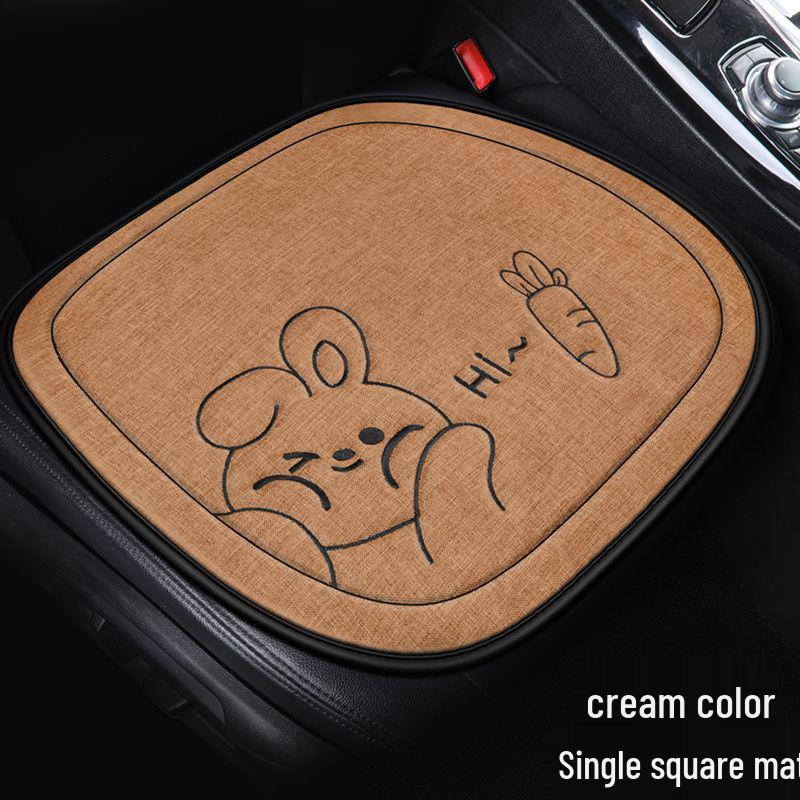 Four Seasons Universal Linen Car Seat Cushion for Tesla Model 3/Y - Three-Piece Cooling Set Front Seat Single Piece