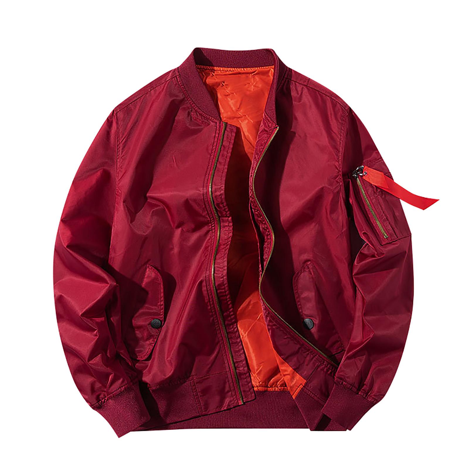 

Мужская осенне-зимняя хлопковая теплая пуховая куртка на молнии с карманами, компактное легкое пальто XL красный