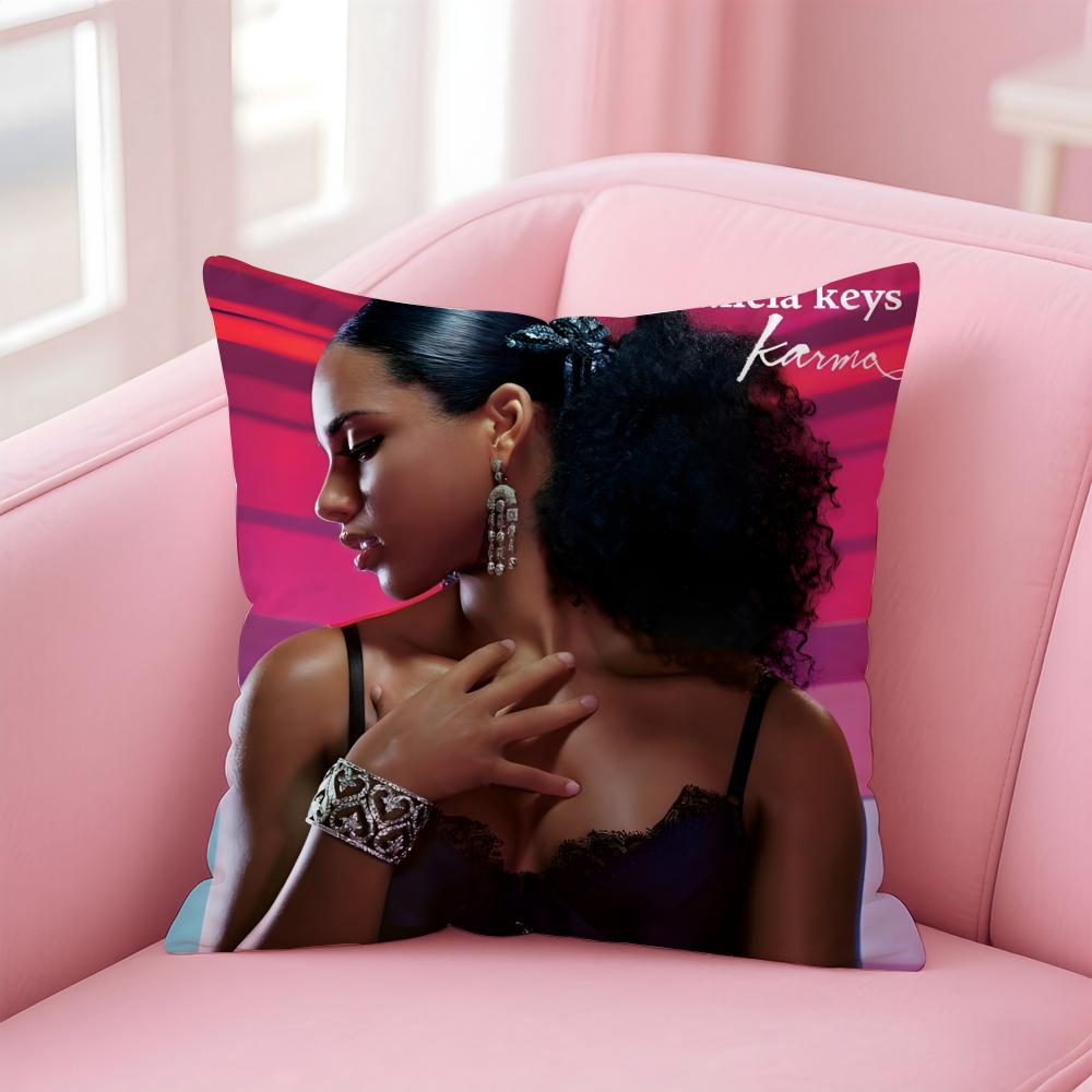 Alicia K-Keys Singer Cushion Cover Comfortable Reversible Pillow Cover Ideal For Car Sofa Bedroom & Beyond