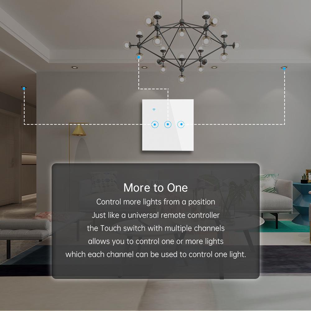 Smart WiFi Double Control Graffiti Switch, EU/UK 86 Type, Neutral Wire, Three-Way, with APP Timer & Voice Control.