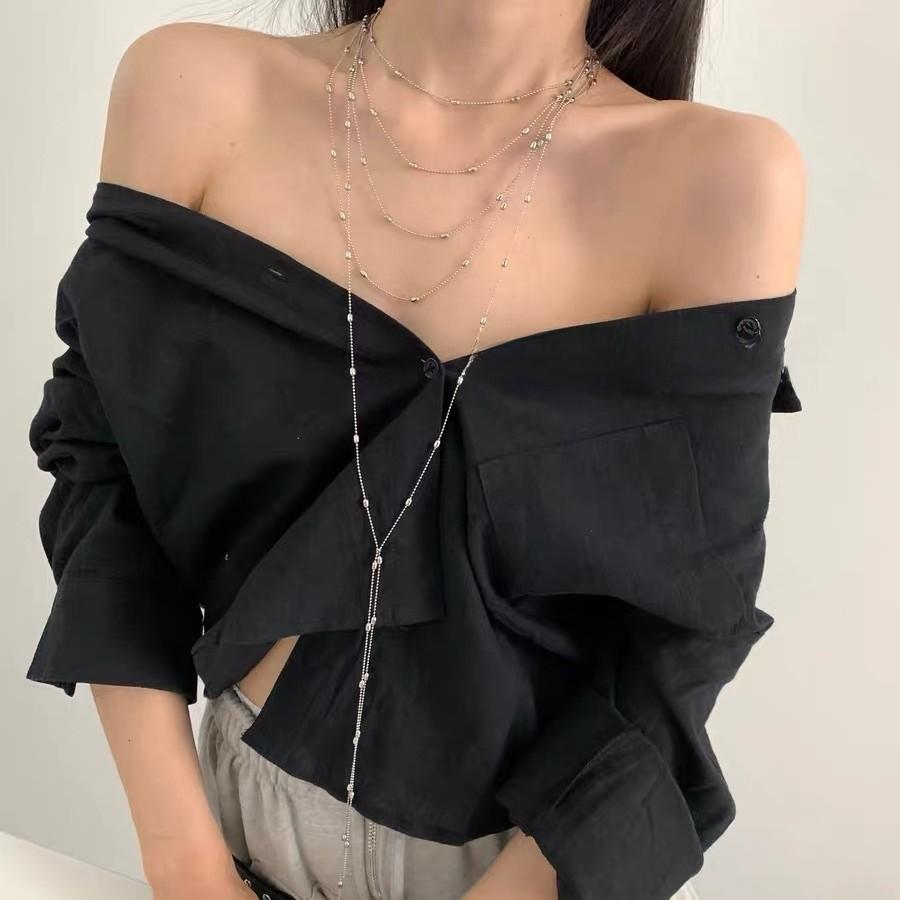 

Geometric Copper Necklace With Tassel Pendant For Women Men Stylish Summer Accessory