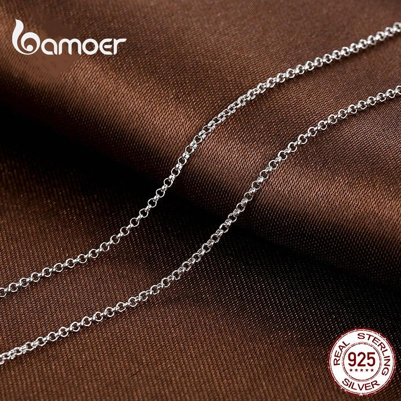 BAMOER Classic Basic Chain 925 Sterling Silver Lobster Clasp Adjustable Necklace Chain