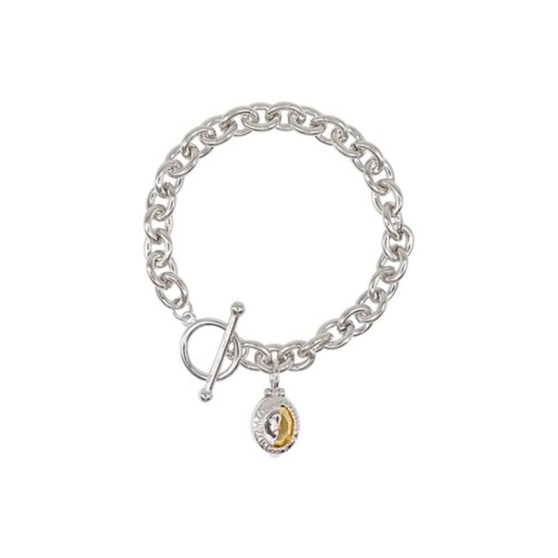 Aphrose Persona Stone Pendant Chain Bracelet (Silver)