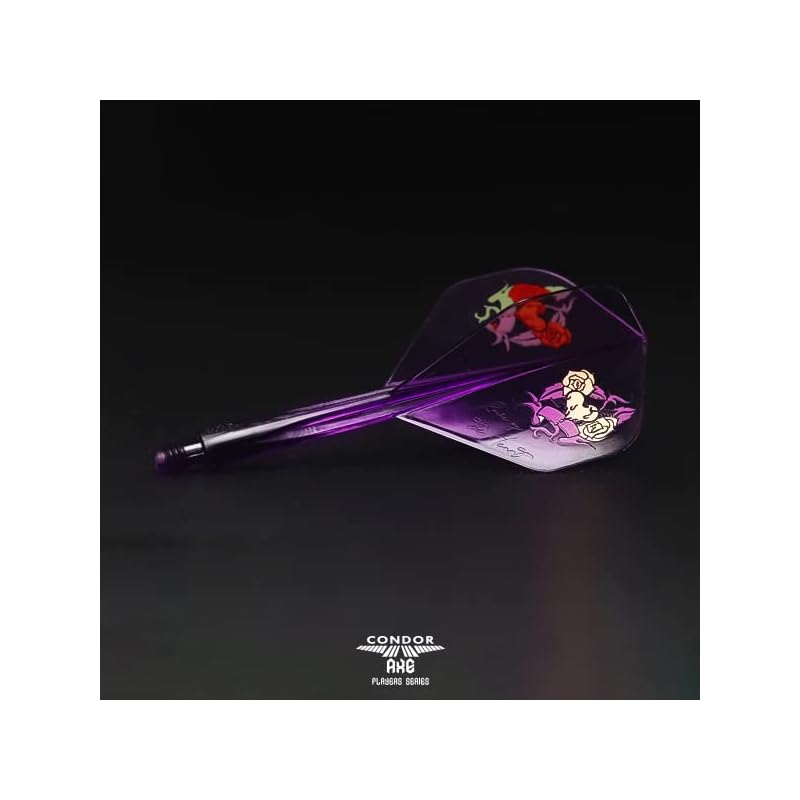 TRiNiDAD CONDOR AXE Rose of the Heart Dart Flights, Standard Size Medium, Clear Purple, Model: Natsumi Iwata Player Model