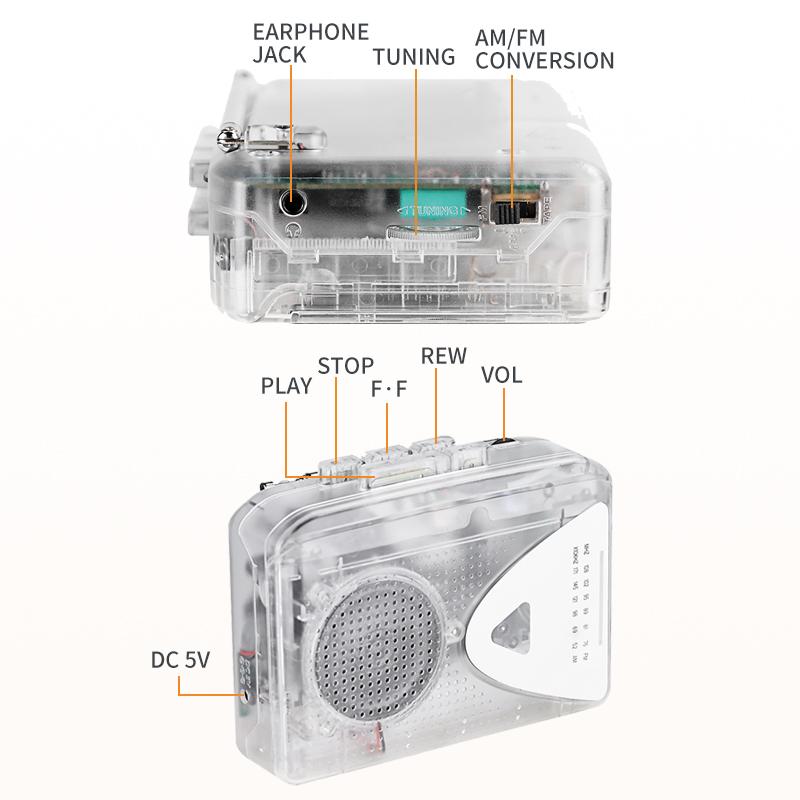 

Cassette Player Walkman Cassette Player Portable Speaker Multiple Power Supply Methods AM FM Radio Function High белый