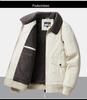 Men's Casual Fleece-Lined Warm Workwear Jacket – Retro Turn-Down Collar Coat for Autumn and Winter.