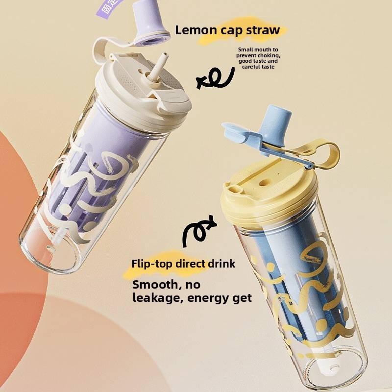 Pc Straw Water Bottle For Girls With Double Drink Design Perfect For Summer Use
