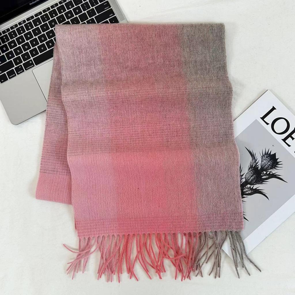 Xiaohongshu Popular Cherry Red New Year'S Red 100% Wool British Versatile Scarf Women'S And Men'S Cashmere Warm Scarf
