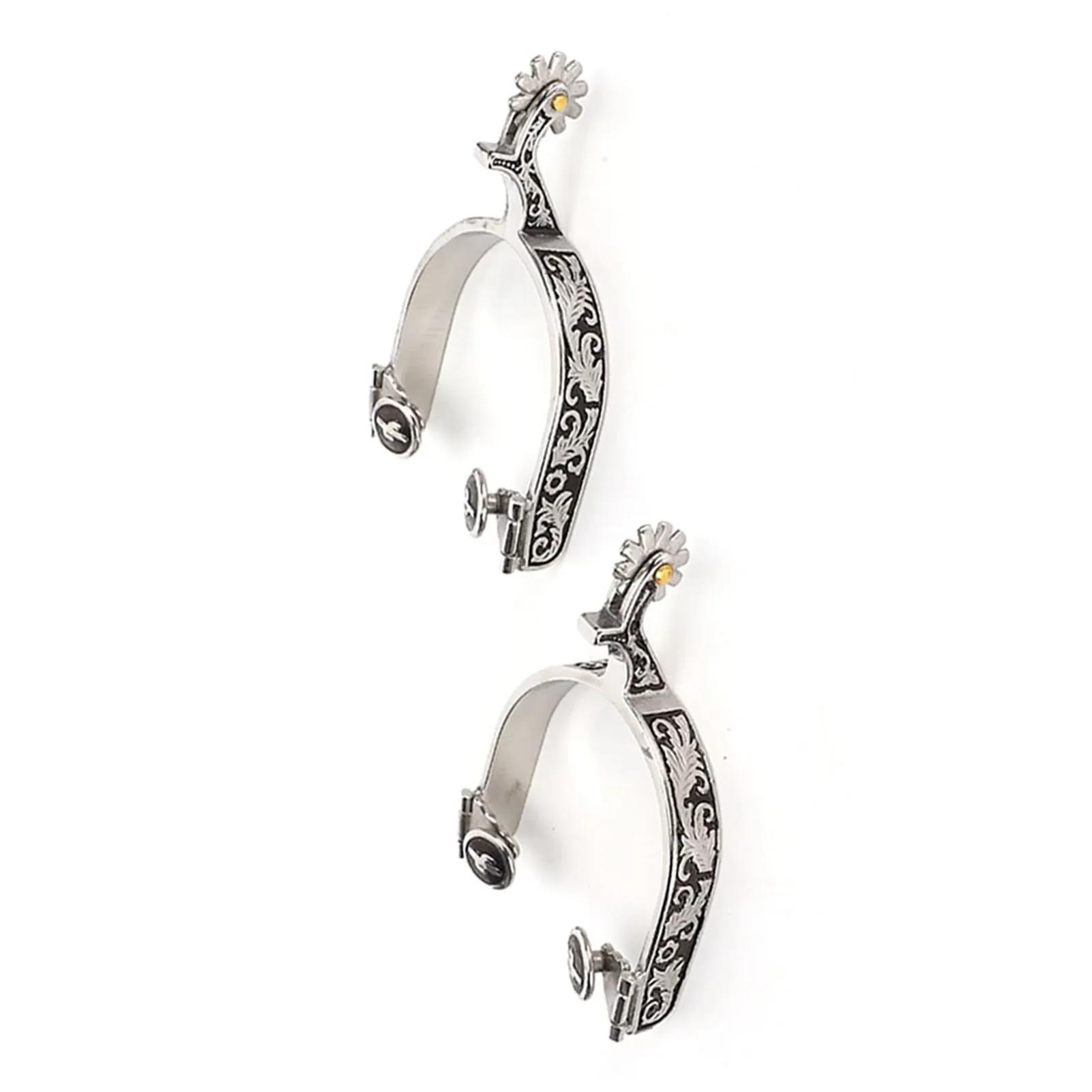 Нержавеющая Сталь Западный Ковбой Изысканный Узор Конные Шпоры Украшение С Шестерней Для Конных Соревнований Развлечений