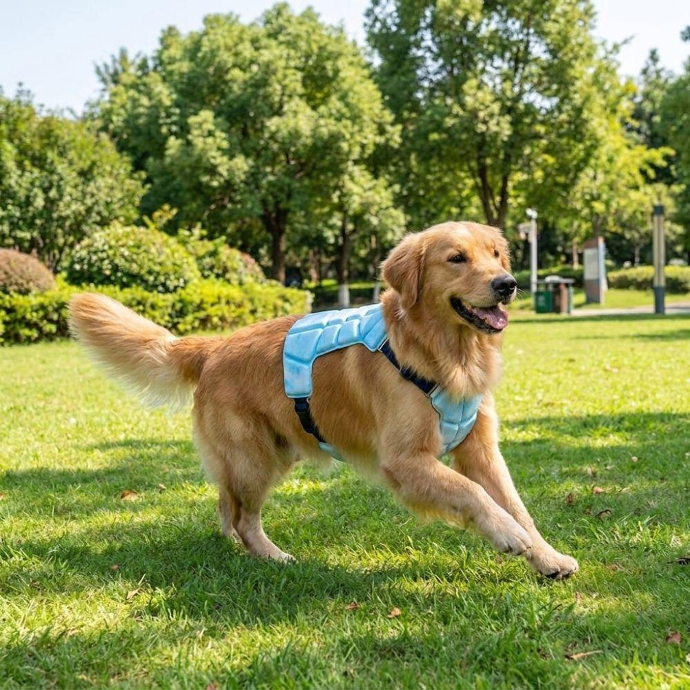 PCM Technology Pet Cooling Vest Breathable Padded Design Pet Ice Vest Physical Cooling Reflective Stripes Adjustable Pet Harness