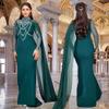 Women's Fashion Slim-fit Rhinestone Shawl Dress - Elegant European & American Style