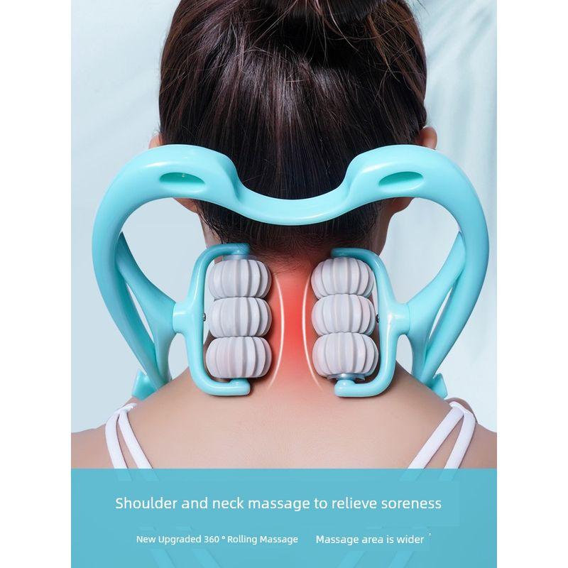 6 Wheels Neck Massager Manual Clip Neck and Neck Kneading Handy Gadget Handheld For Home Six Roller Shoulder and Neck Massage