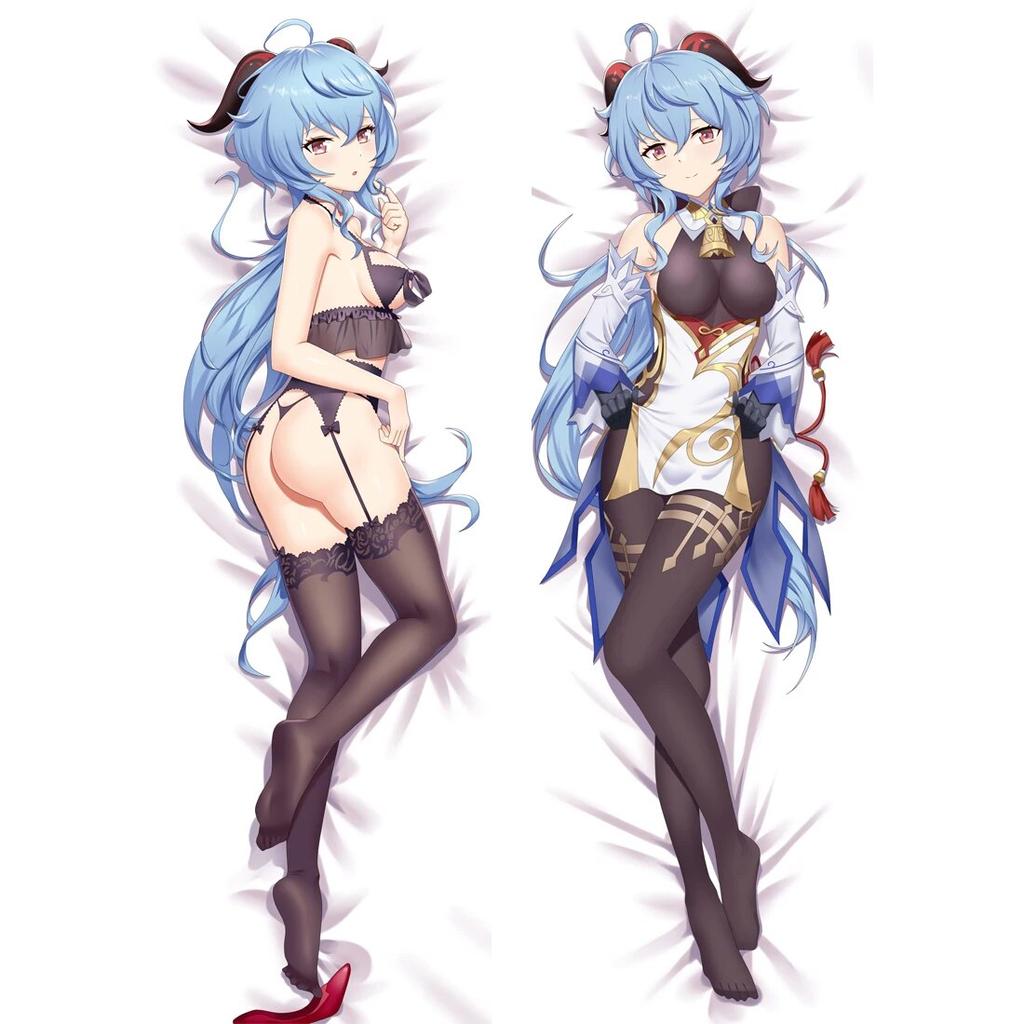 Spēle Genshin Impact Dakimakura Ganyu Cosplay spilvendrāna Gan yu apskaujoša ķermeņa spilvendrāna Otaku izmetamā gultas spilvena pārvalks persiku ādas