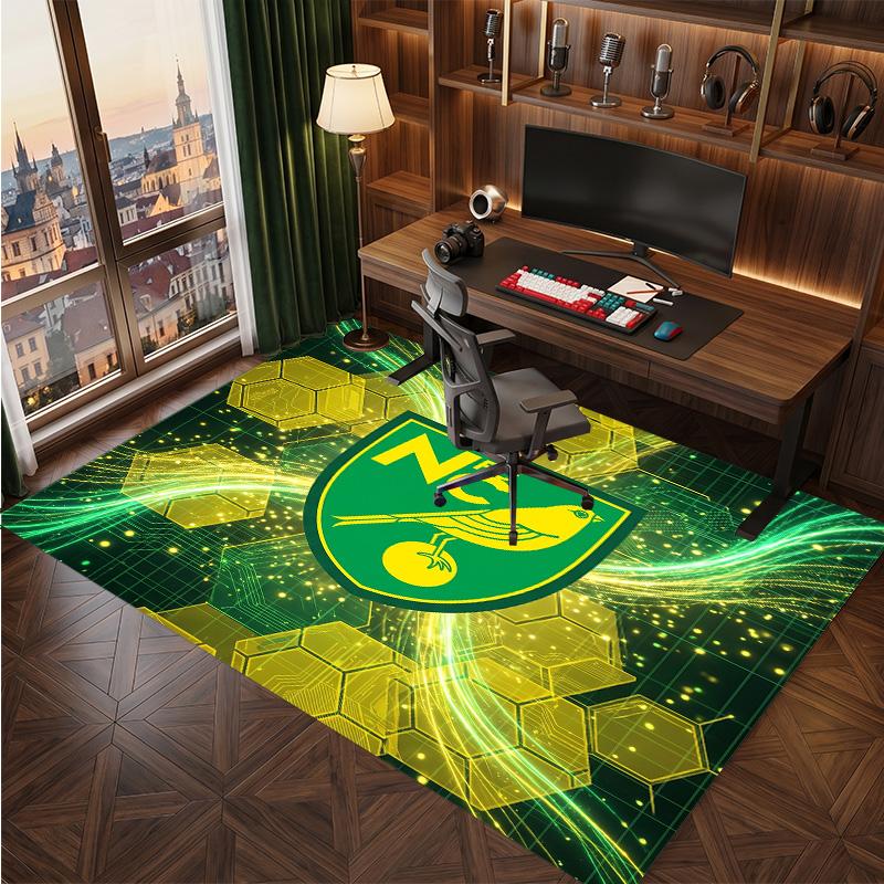 Norwich City Football Print Crystal Velvet Rug, Comfortable Water Absorbent Non Slip Indoor Floor Carpet