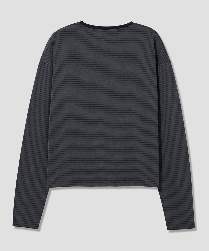 AGOD Washed Stripe Long Sleeve [Charcoal]