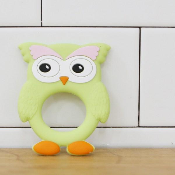Yekkomam Animal Friends Silicone Teething Owl, Nozzle, Owl (Green), 1 Piece, Korean Baby Products