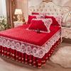 3pcs of Thickened Autumn and Winter Lace Bed Skirt, Crystal Velvet Bed Skirt Lace Bed Cover, Soft and Comfortable, Bedroom and Guest Room Bedding