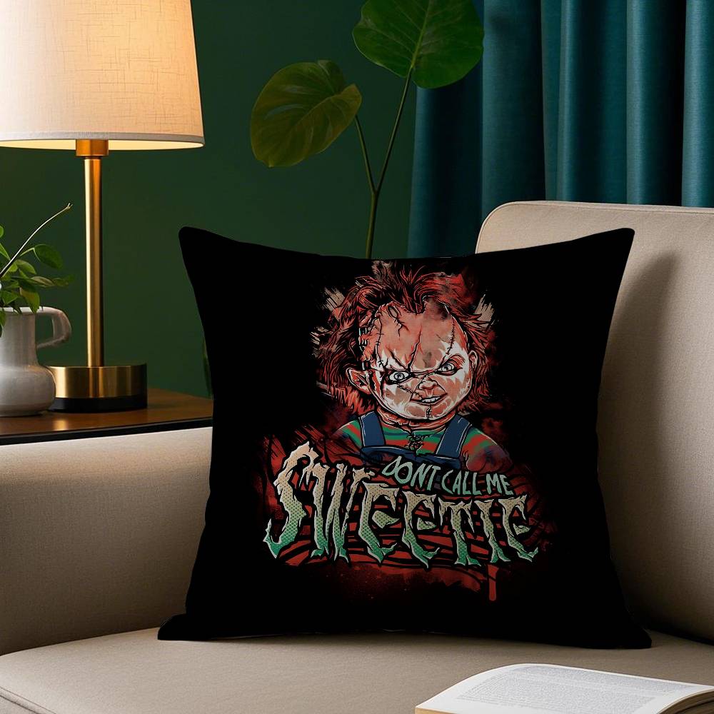 

cChucky Horror Pillow Case Short Plush Print Cushion Cover Square Throw Pillow Covers Sofa Home Decor 30x30cm