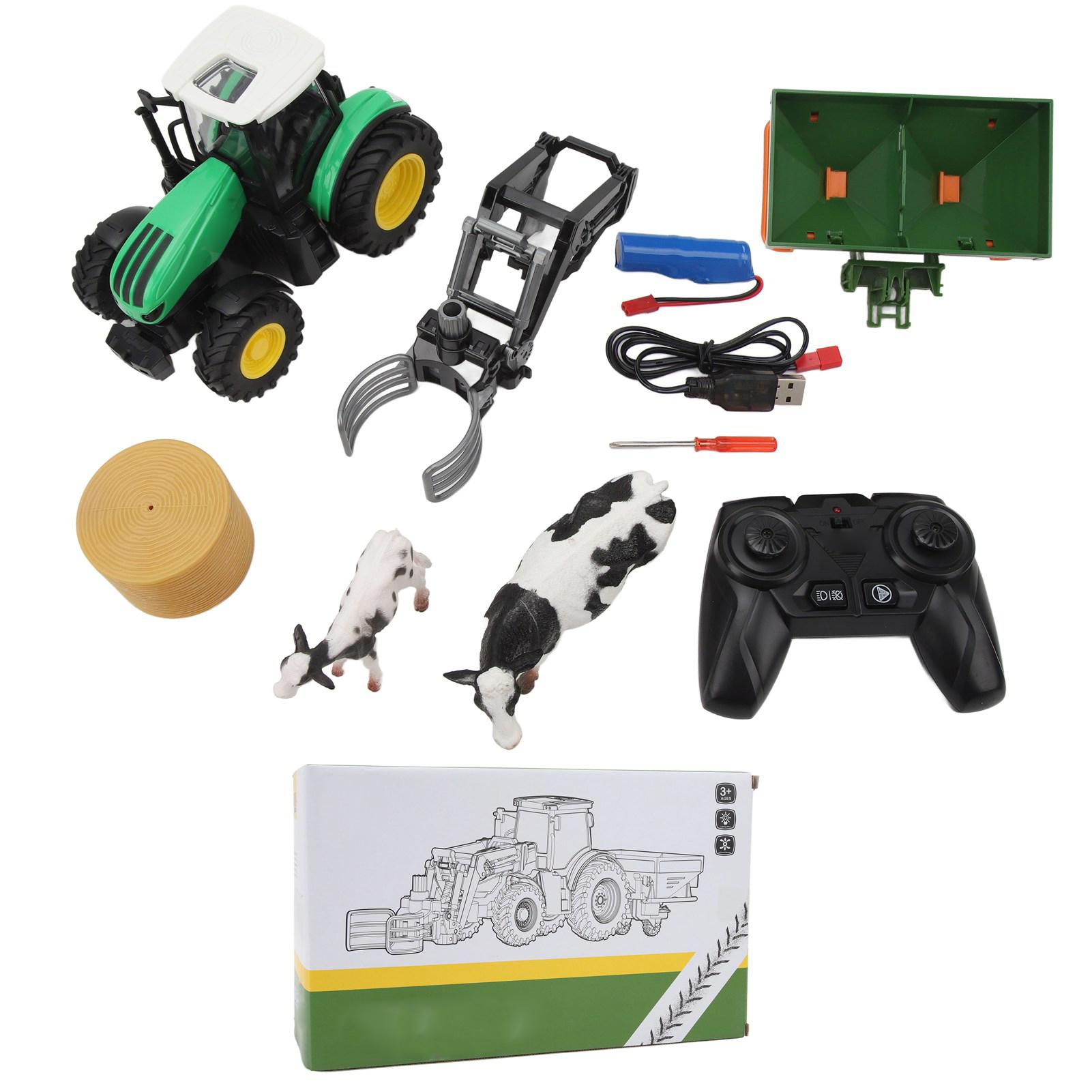 

3 in 1 RC Tractor 3.7V 500mAh 2.4 Ghz 1:24 Anti Interference RC Farm Tractor Toy for Kids Over 3 зелений