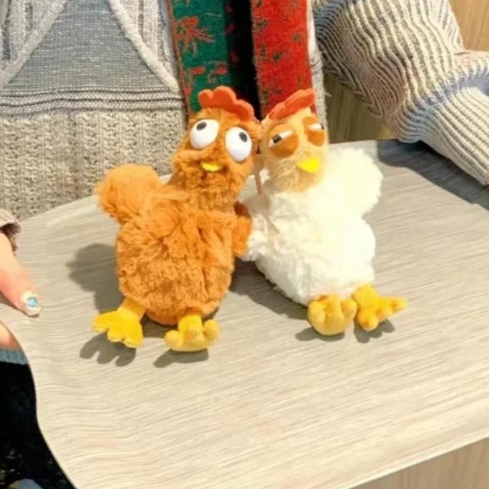 Cartoon Hens Key Ring Simulation Egg-laying Animal Key Holder Plush Chicken Keychain  Gift