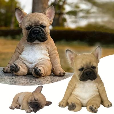 1pc Sleepy French Bulldog Puppy Statues, Resin Garden Yard Sculptures, Cute Animal Lawn Ornaments, Durable Outdoor Decor
