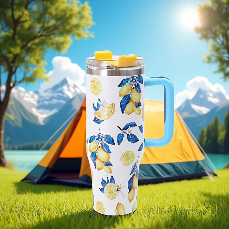 40oz Car Thermal Cup For Outdoor Camping Hot Cold Coffee Mug Jumbo Stainless Steel Thermos With Handle Straw Drink Water Bottles