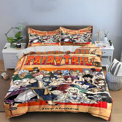 Fairy Tail Characters Anime Bedding Set (1 Duvet Cover, 2 Pillowcases, Duvet Not Included) Sofas