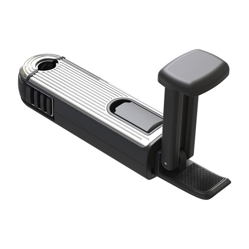 

2 in 1 Car Seat Back Hook Stable Headrest Hanging Hook Anti Slip Silicone Pad Hidden Rear Row Hanger Phone with Phone Holder золотой